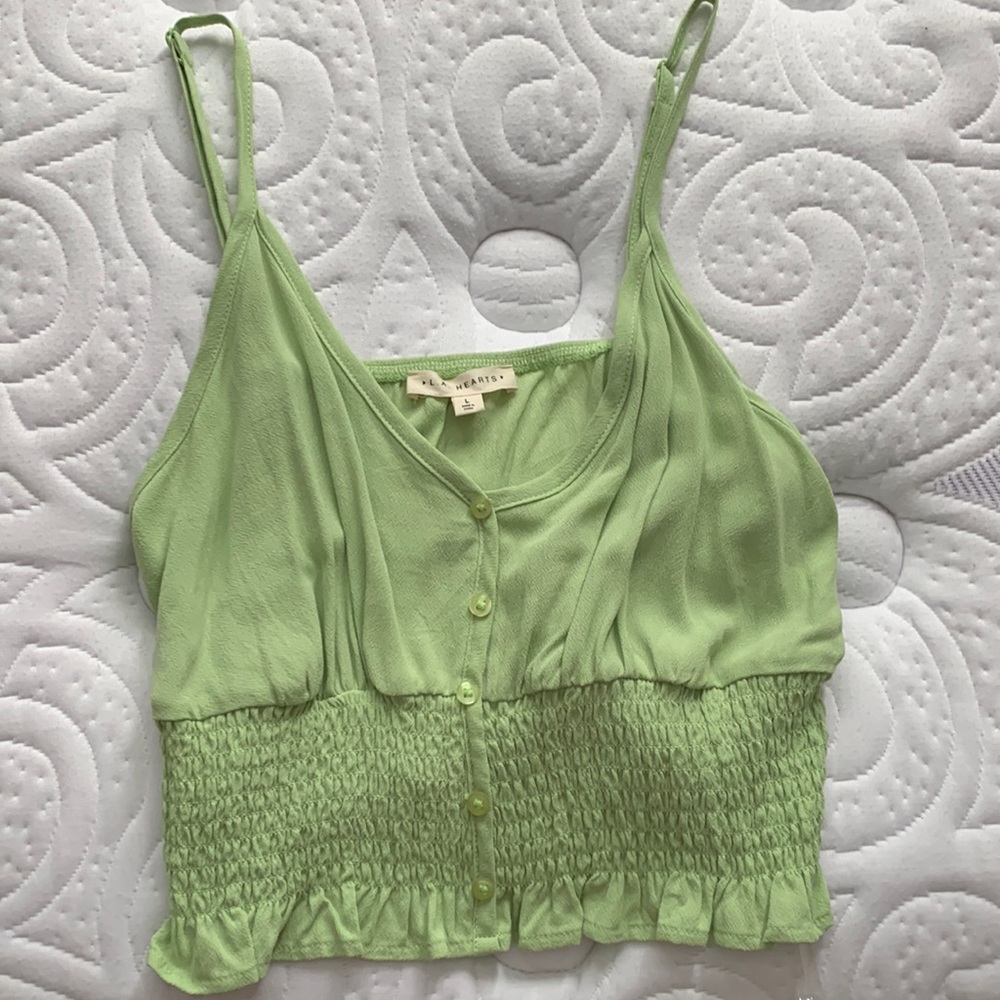 Large LA Hearts sage green tank top